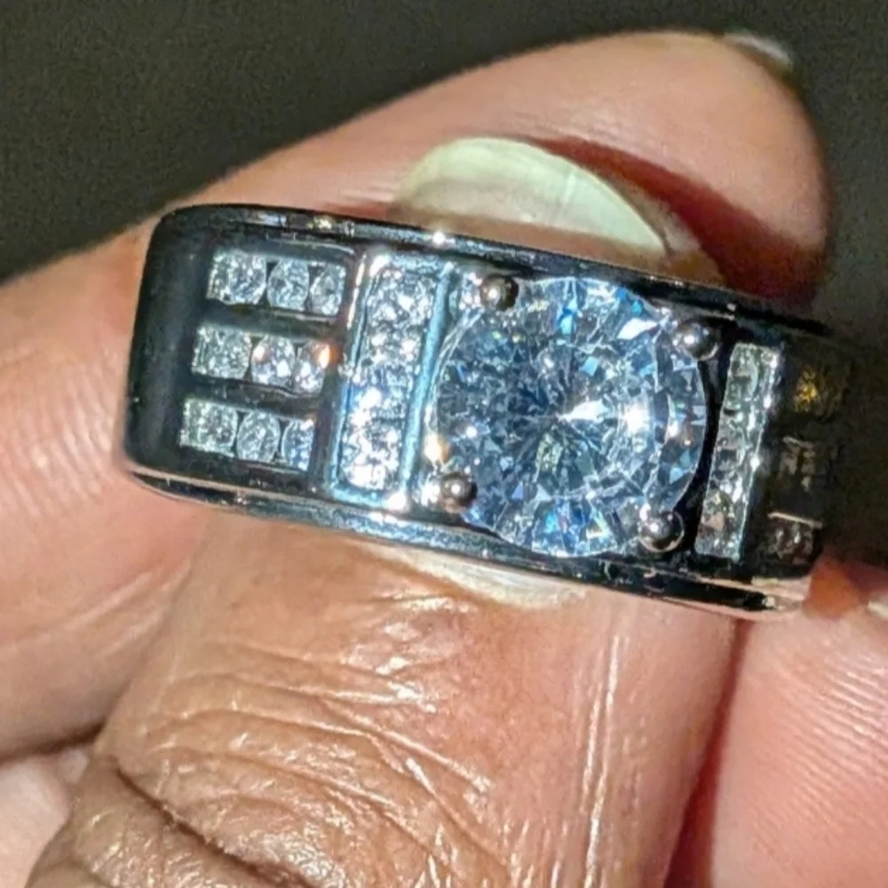 Radiant Silver Crystal Ring